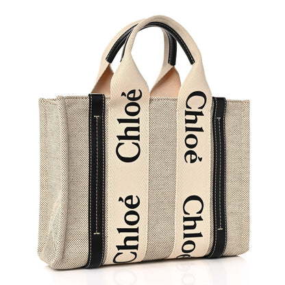 Chloe Cotton Calfskin Small Woody Ribbon Tote White 3 of 15