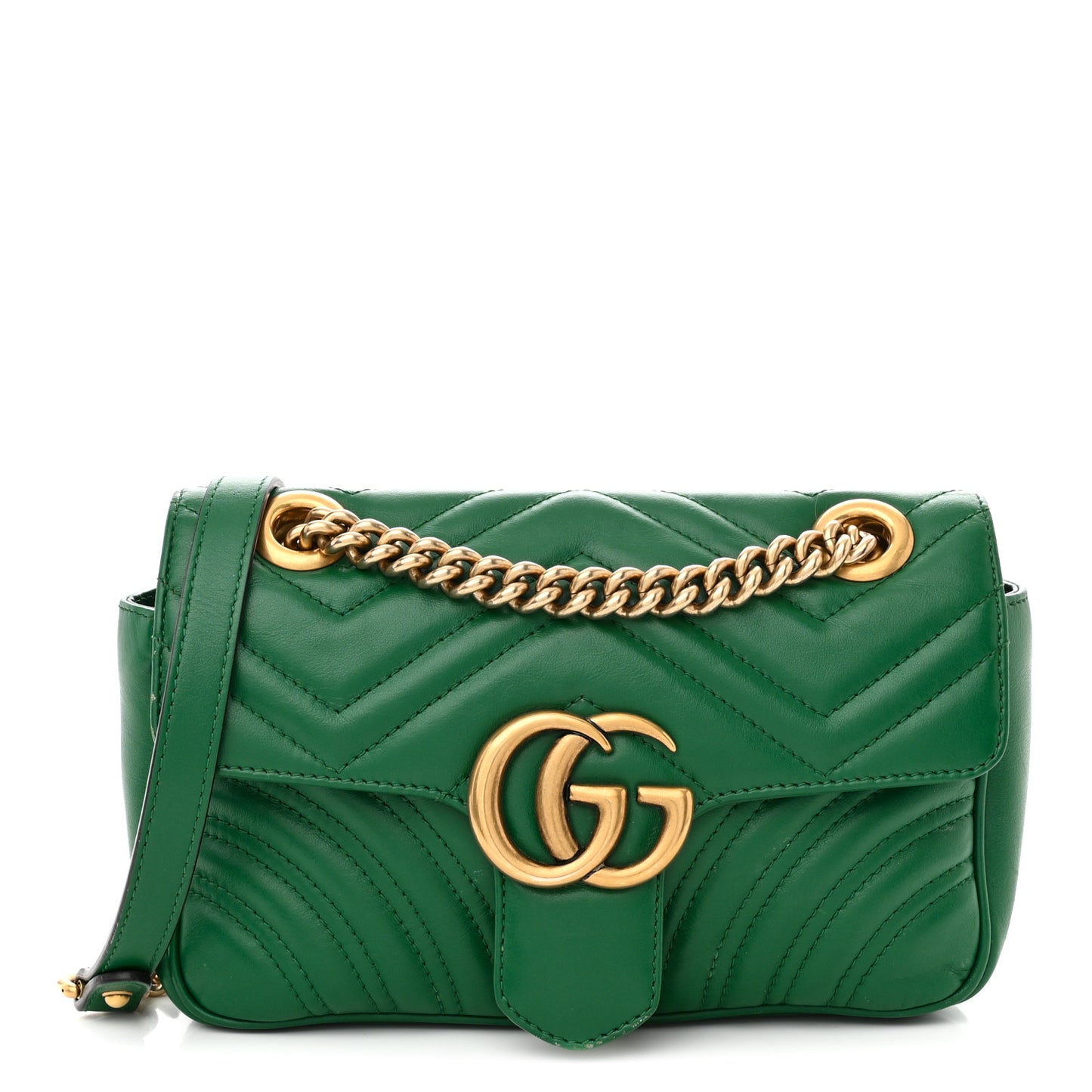 Calfskin Matelasse Mini GG Marmont Shoulder Bag Emerald Green