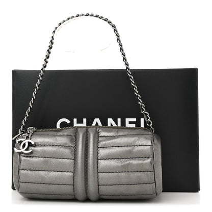 Chanel Metallic Lambskin Horizontal Quilt Pochette Dark Grey 12 of 12