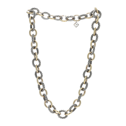 David Yurman Sterling Silver 18K Yellow Gold 12mm Large Oval Link Necklace 2 of 4