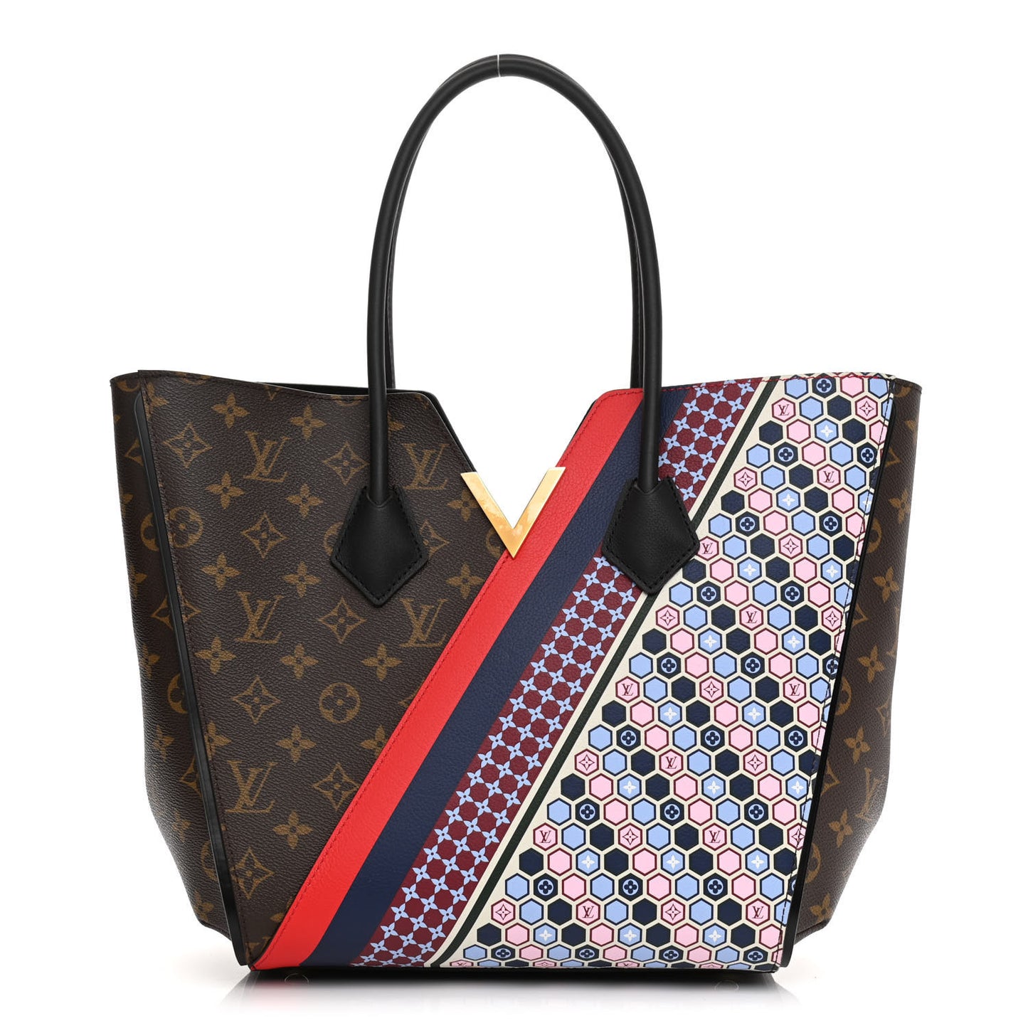 Calfskin Monogram Kimono Tote MM Rouge Navy