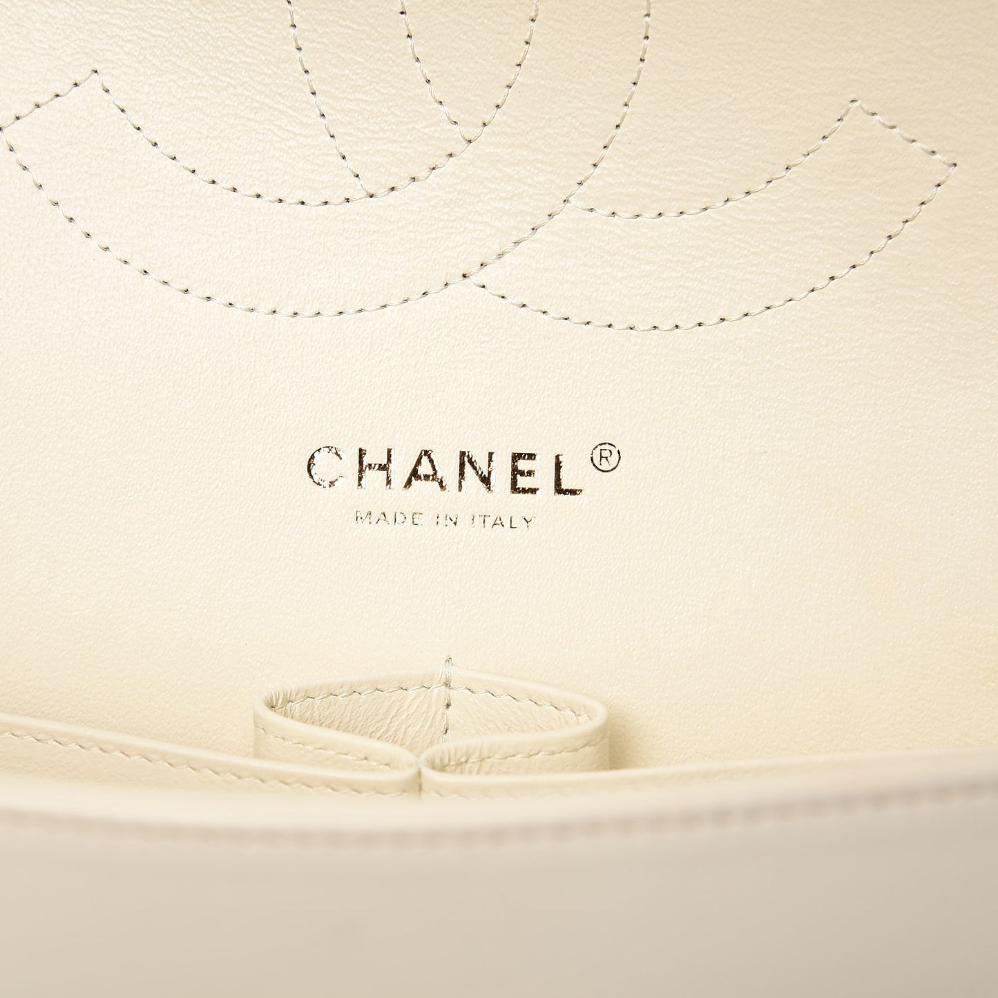 Lambskin Chevron Quilted Jumbo Double Flap White