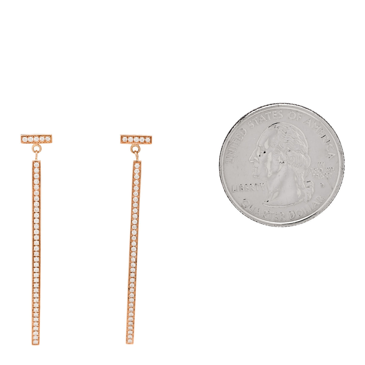 Tiffany 18K Rose Gold Diamond T Bar Earrings 2 of 6