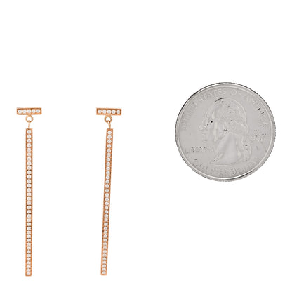 Tiffany 18K Rose Gold Diamond T Bar Earrings 2 of 6