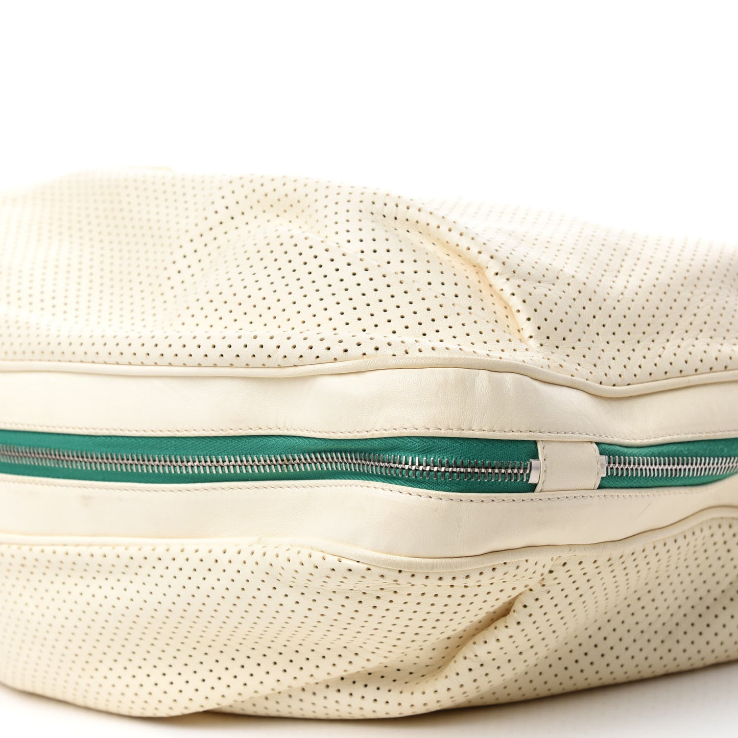 Lambskin Perforated Baseball Spirit Ligne Bag White Green