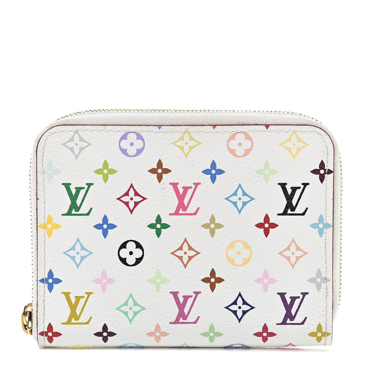 Louis Vuitton Monogram Multicolor Zippy Coin Purse Wallet White Litchi 1 of 8