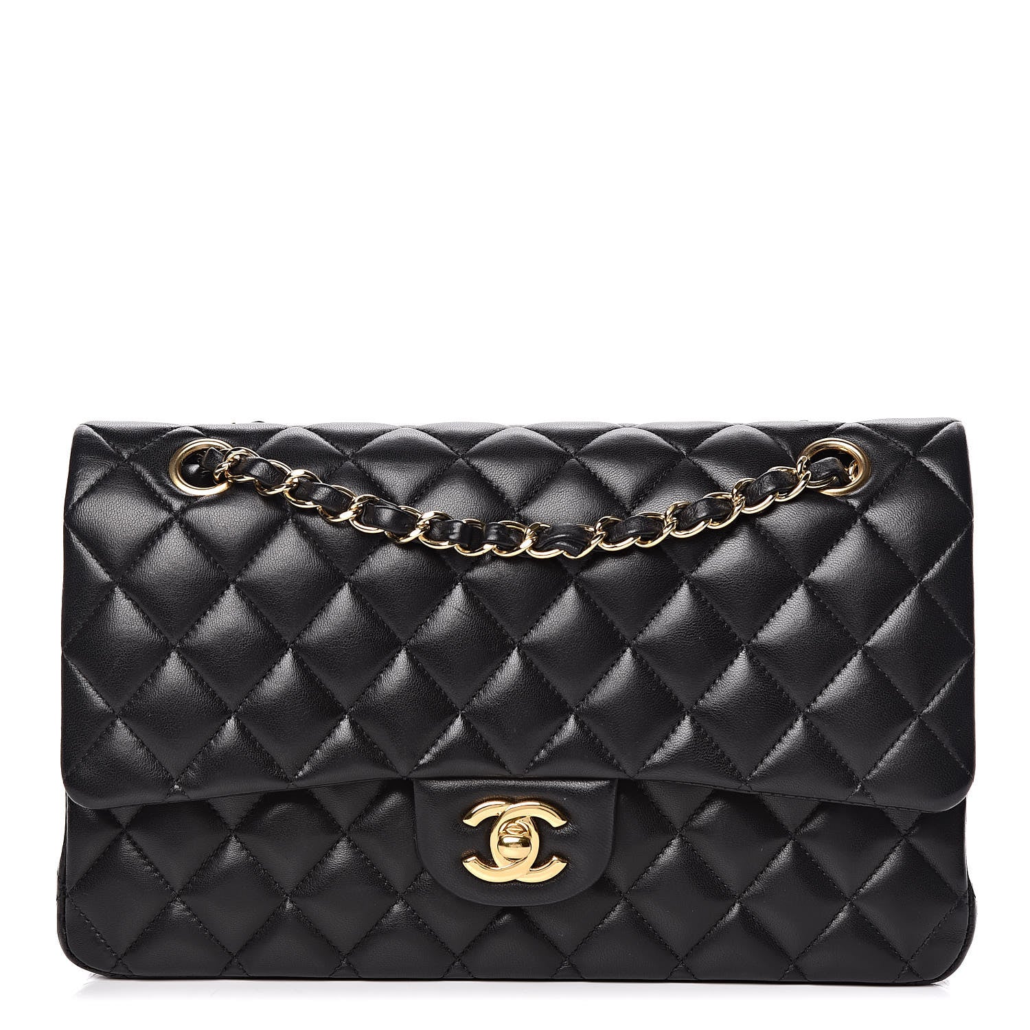 Chanel Lambskin Quilted Medium Double Flap Black 1 of 9