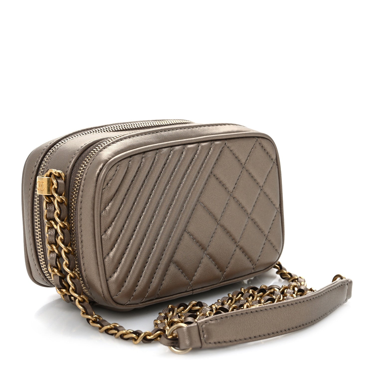 Chanel Metallic Lambskin Mini Coco Boy Camera Case Dark Gold 3 of 11
