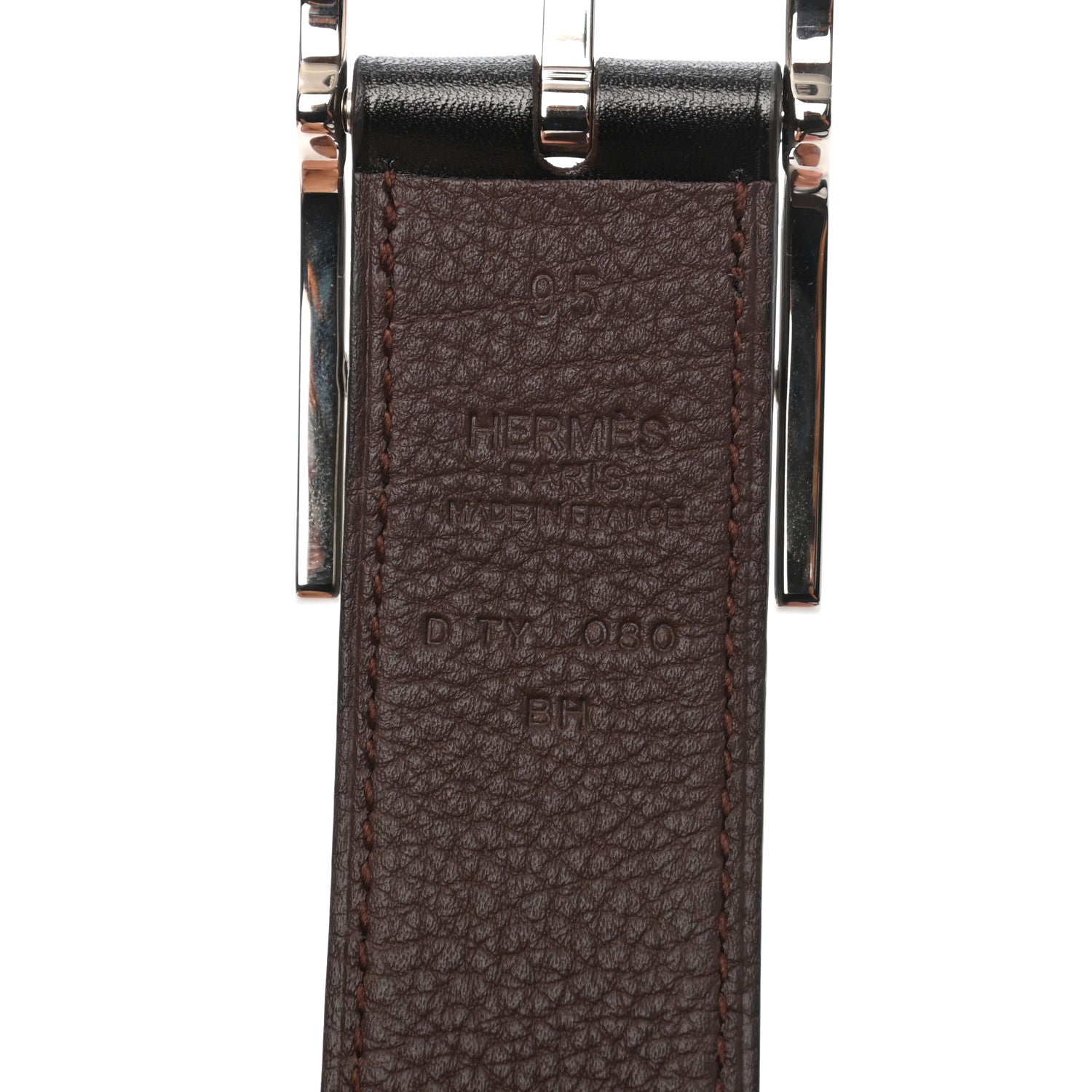 Hermes Box Togo 32mm Quentin Belt 95 Black Chocolate 5 of 8