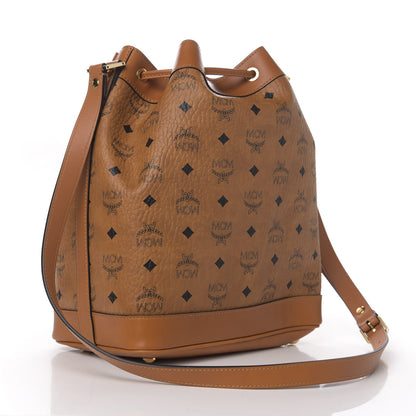 MCM Visetos Small Heritage Drawstring Bucket Bag Cognac 3 of 10