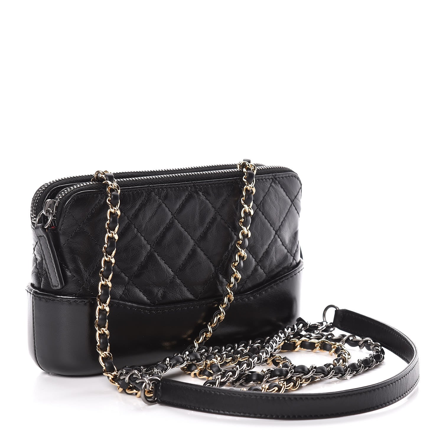Chanel Aged Calfskin Quilted Small Gabrielle Clutch With Chain Black 3 of 14