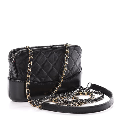 Chanel Aged Calfskin Quilted Small Gabrielle Clutch With Chain Black 3 of 14