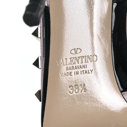 Valentino Garavani Patent Nappa Rockstud Ankle Strap 100mm Pumps 38.5 Black Poudre 6 of 8