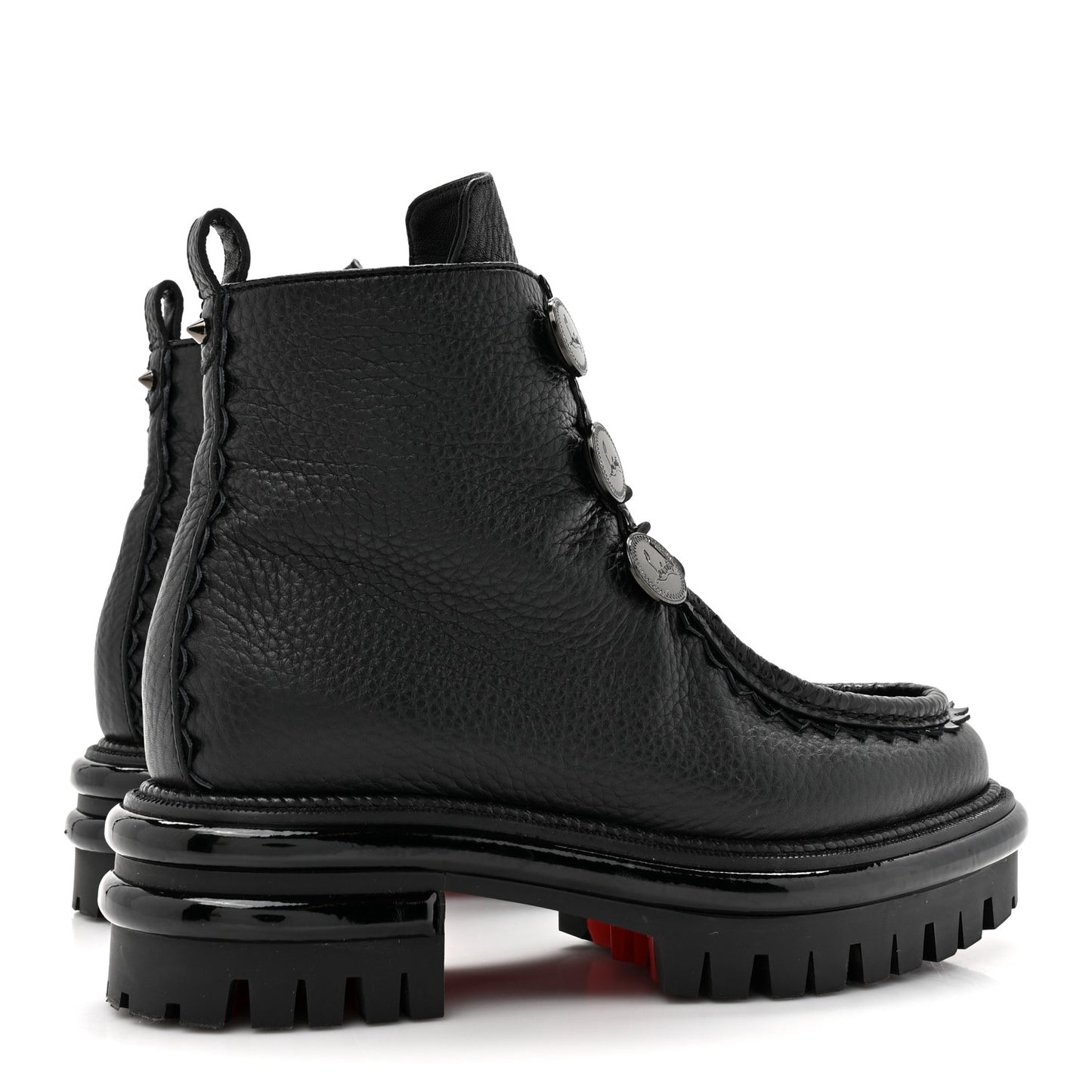Grained Calfskin Pole Sweed Flat Boot 35.5 Black