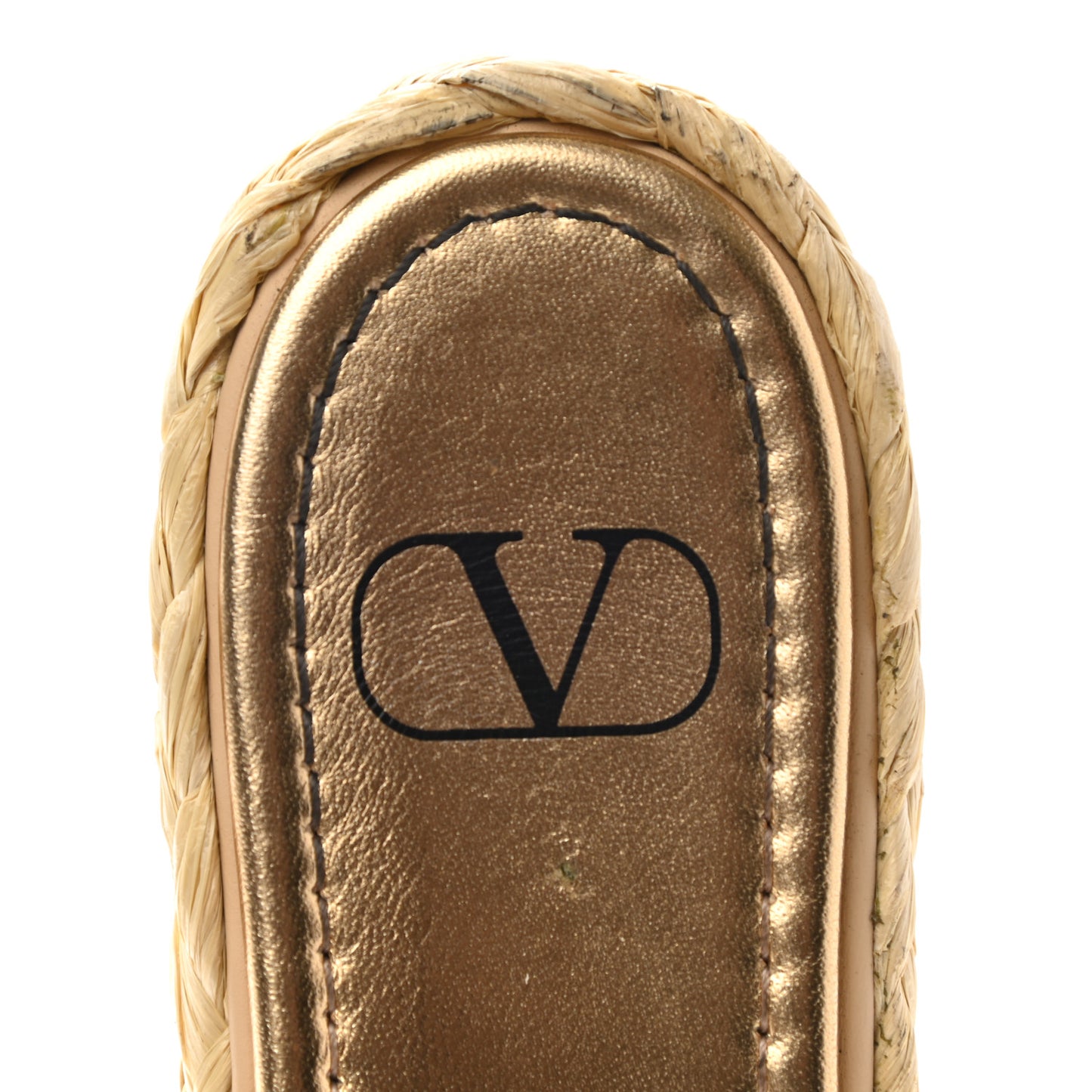Raffia Vlogo Espadrille 5mm Flat Slide Sandals 37 Natural