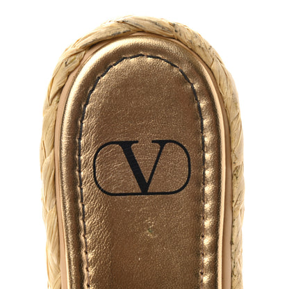 Valentino Garavani Raffia Vlogo Espadrille 5mm Flat Slide Sandals 37 Natural 8 of 8
