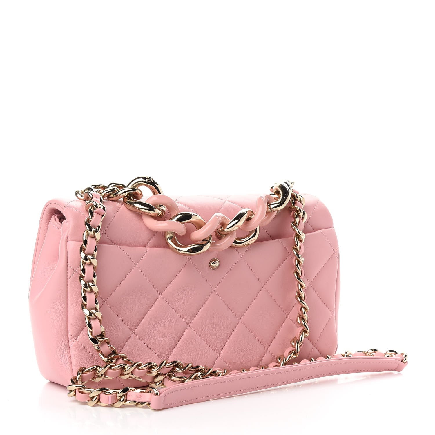 Chanel Lambskin Quilted Resin Bi-Color Chain Flap Bag Pink 3 of 9