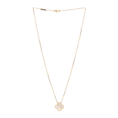 Van Cleef & Arpels 18K Yellow Gold Mother of Pearl Vintage Alhambra Pendant Necklace 3 of 5