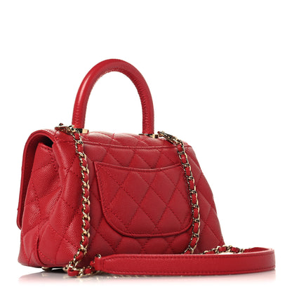 Chanel Caviar Lizard Embossed Quilted Extra Mini Coco Handle Flap Red 3 of 12