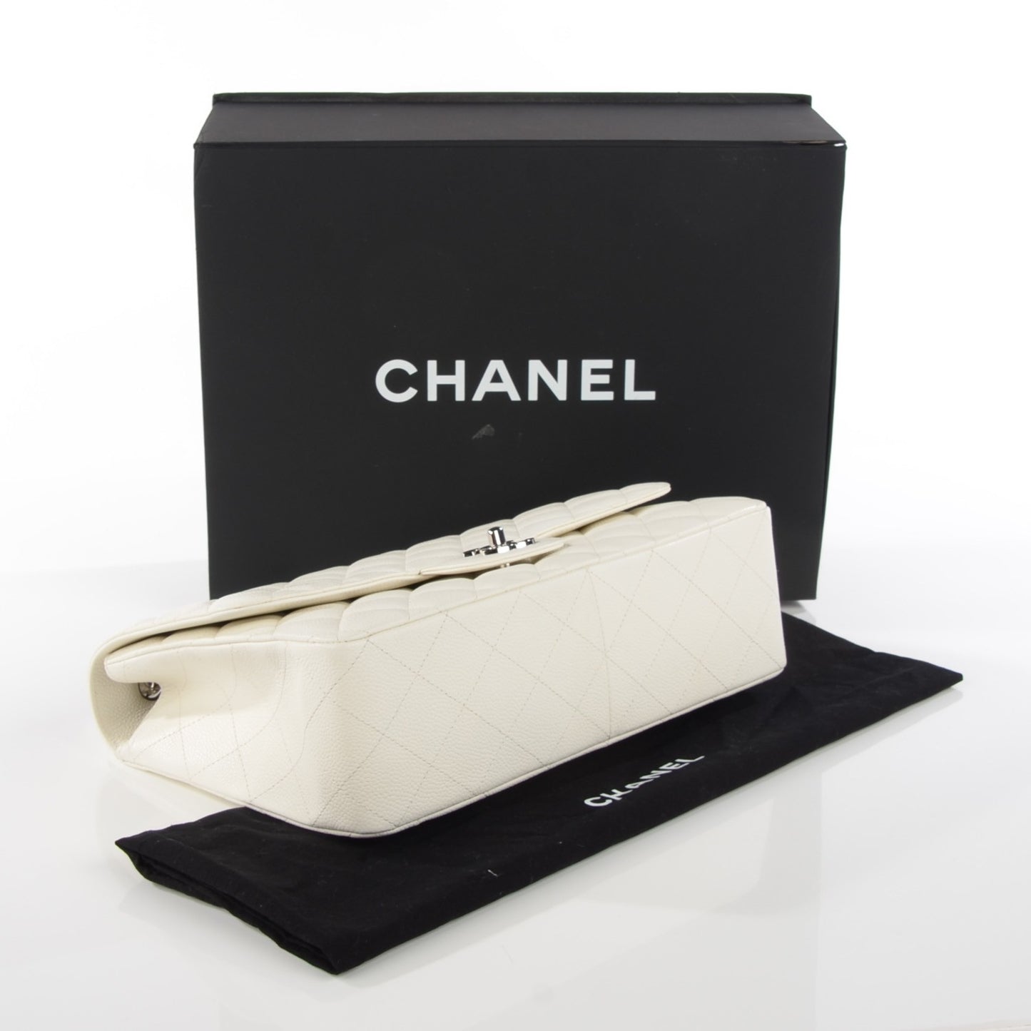 Caviar Quilted Jumbo Single Flap White