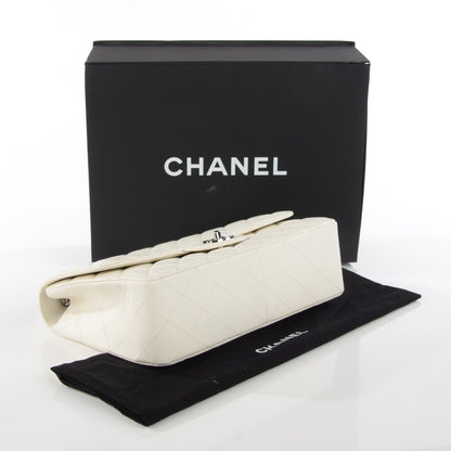 Chanel Caviar Quilted Jumbo Single Flap White 4 of 8