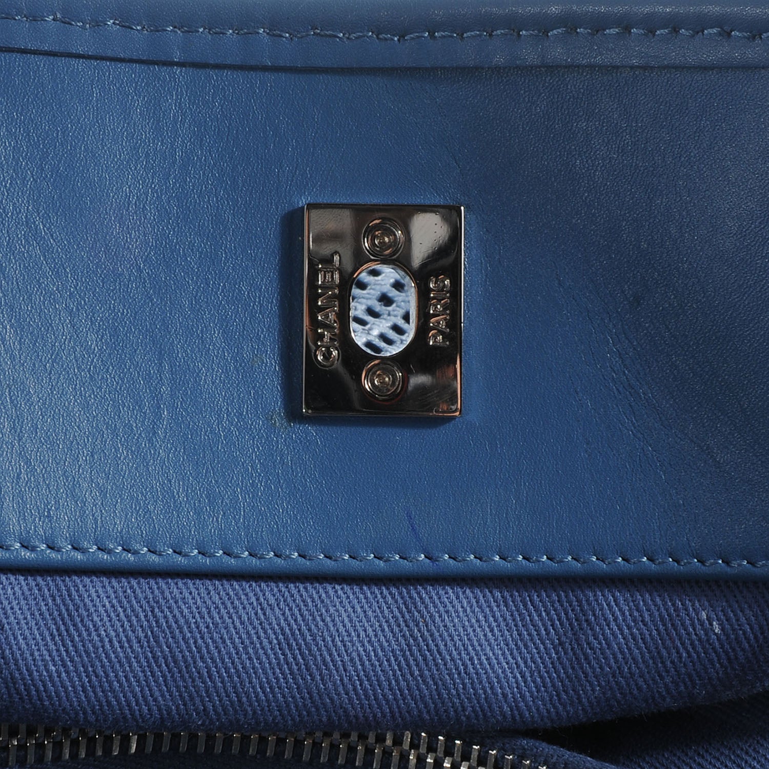 Chanel Calfskin Perforated Up In The Air Tote Dark Blue 9 of 9