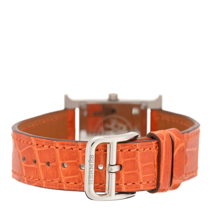 Hermes Stainless Steel Alligator 21mm Heure H Hour Quartz Watch Orange 3 of 4