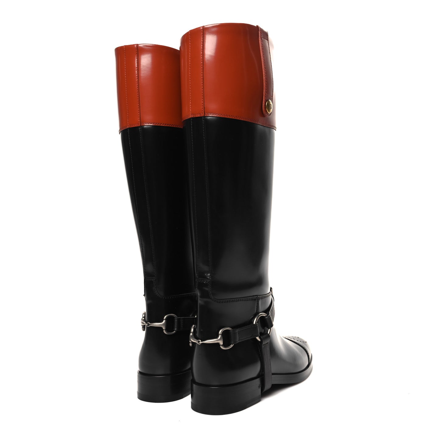 Calfskin Zelda Harness Riding Boots 37 Black Amber
