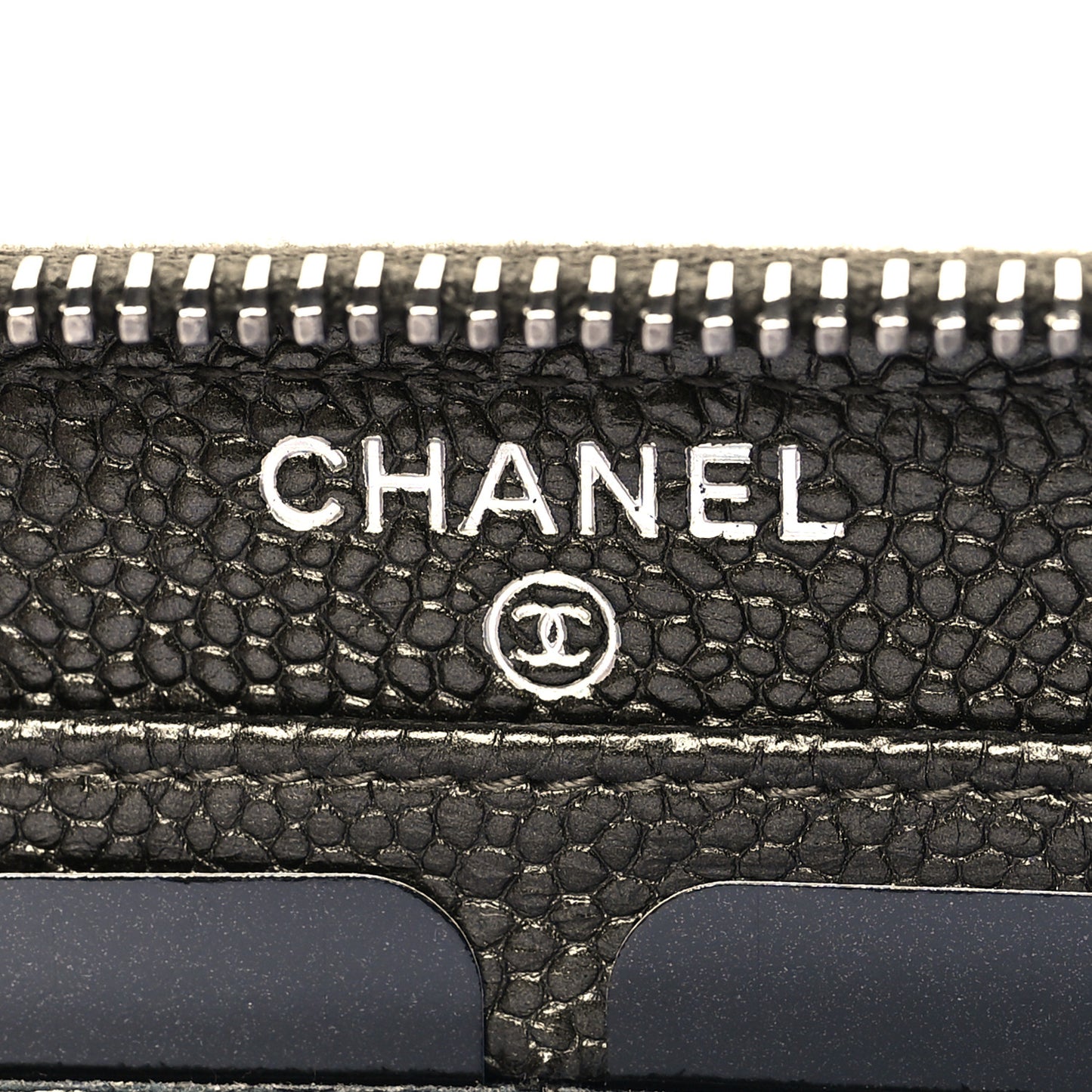 Caviar Quilted Large Gusset Zip Around Wallet Dark Charcoal
