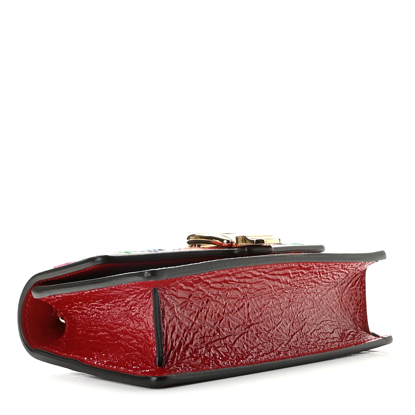 Patent Embroidered Super Mini Sylvie Chain Shoulder Bag Red