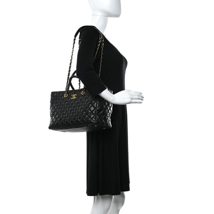Chanel Aged Calfskin Quilted Coco Handle Shopping Tote Black 2 of 9