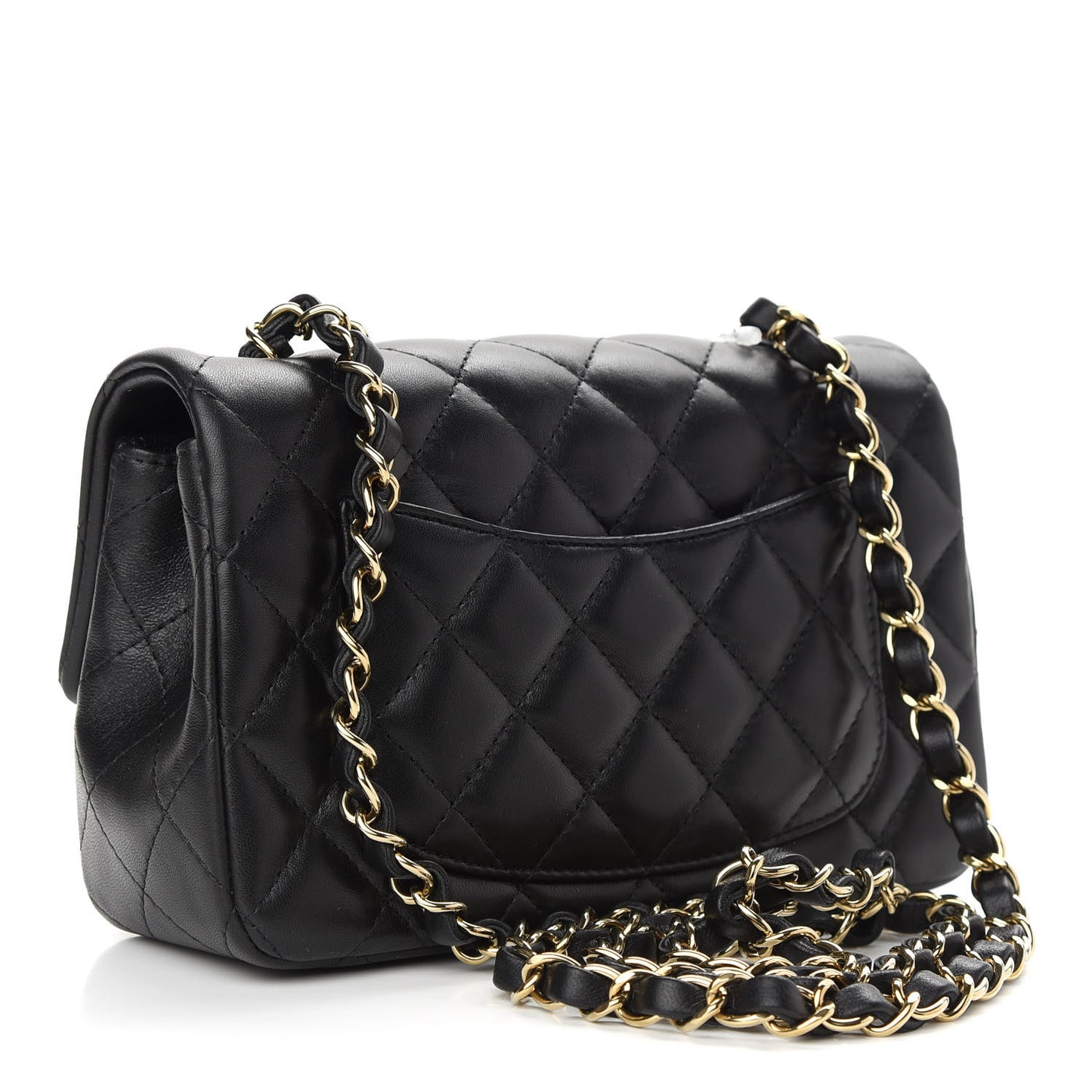 Lambskin Quilted Mini Rectangular Flap Black