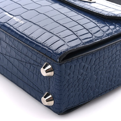 Alexander McQueen Calfskin Crocodile Embossed Box Shoulder Bag 21 Blue 10 of 10