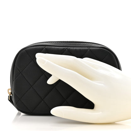 Chanel Caviar Quilted Small Curvy Pouch Cosmetic Case Black 2 of 8
