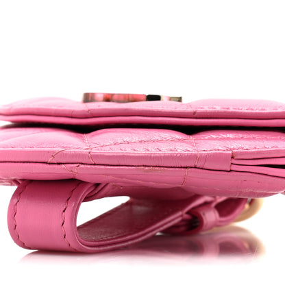 Chanel Shiny Crumpled Lambskin Flap Coin Purse Bracelet Pink 8 of 9
