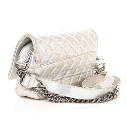 Chanel Metallic Grained Calfskin Quilted Small Casual Rock Flap Silver 3 of 12