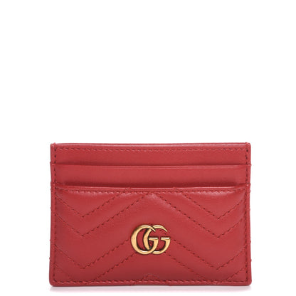 Gucci Calfskin Matelasse GG Marmont Card Holder Hibiscus Red 1 of 7