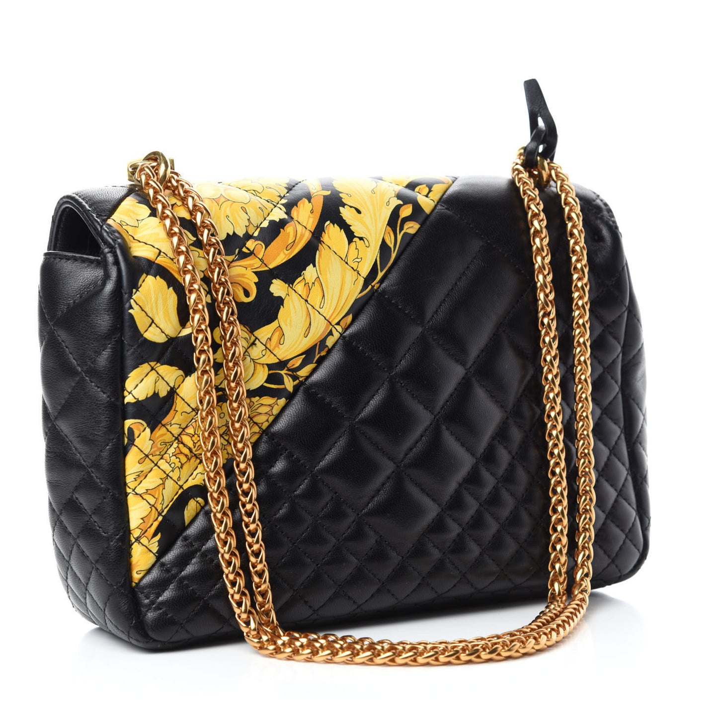 Nappa Quilted Barocco Print Icon Shoulder Bag Black