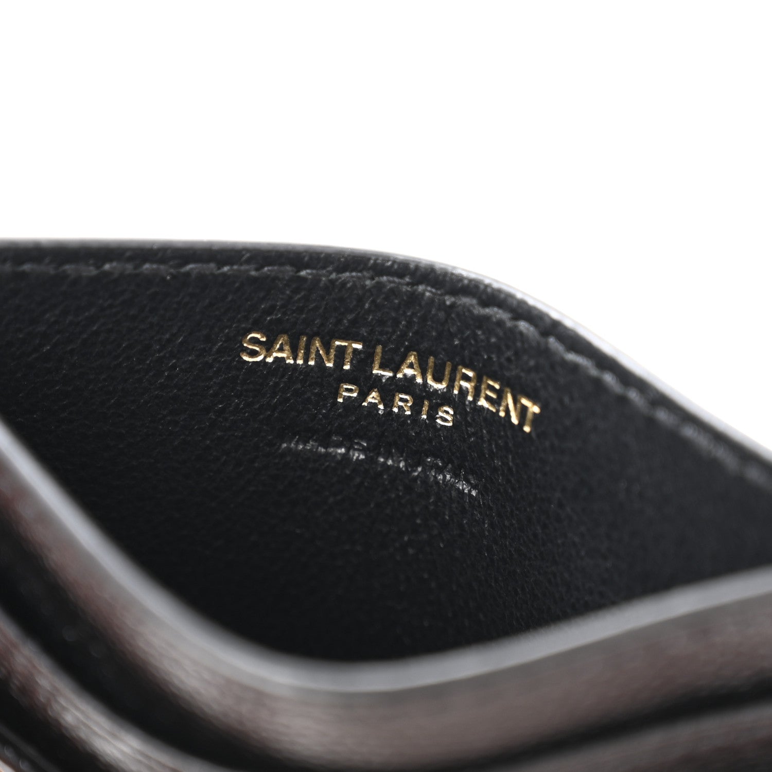 Saint Laurent Grain De Poudre Matelasse Chevron Monogram Credit Card Case Black 6 of 11