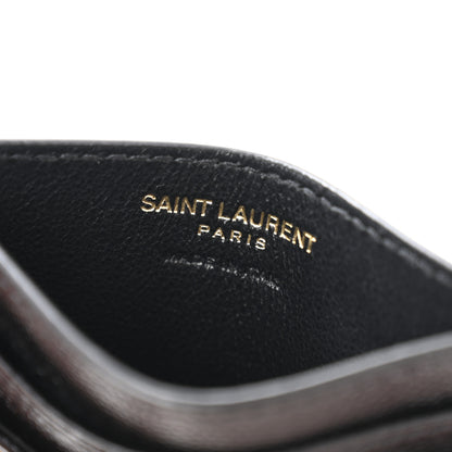 Saint Laurent Grain De Poudre Matelasse Chevron Monogram Credit Card Case Black 6 of 11