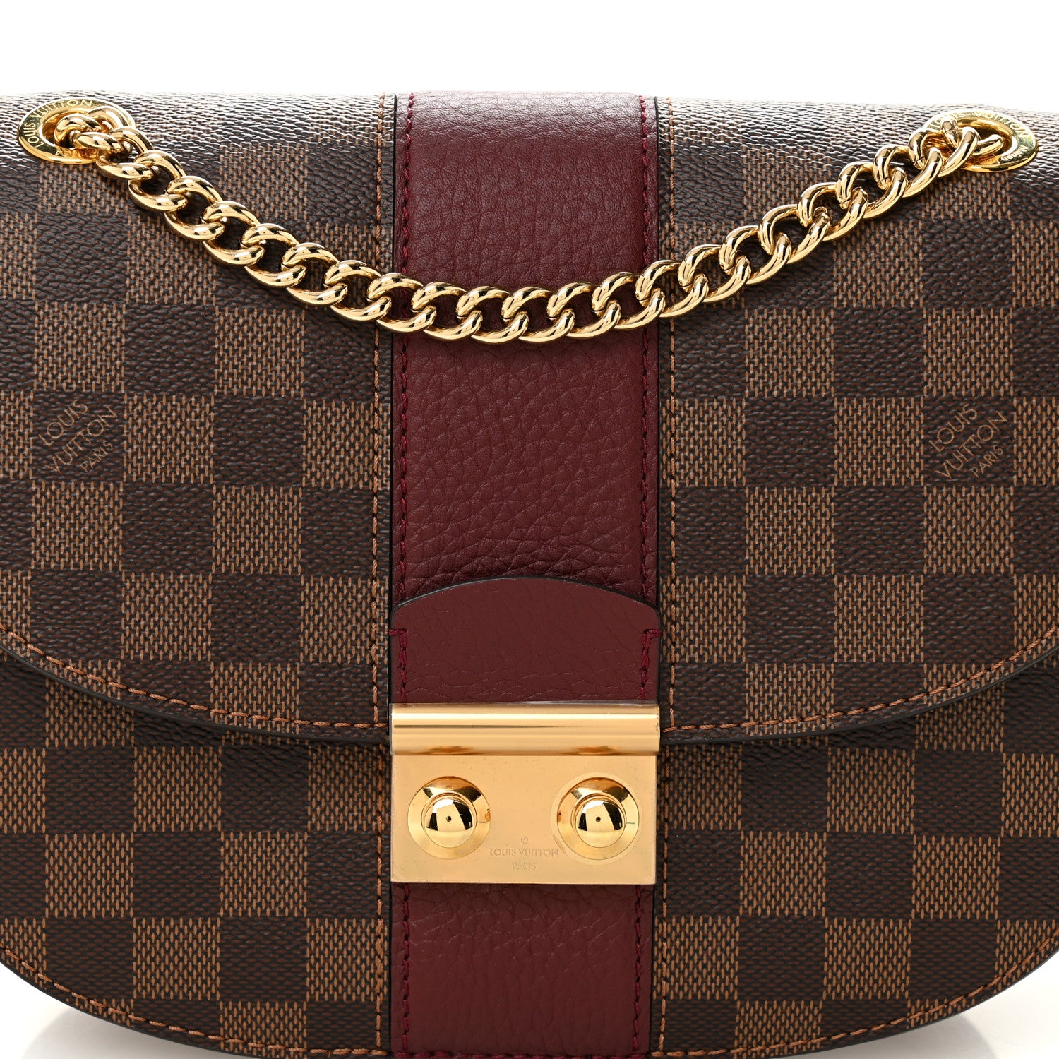 Louis Vuitton Damier Ebene Cuir Taurillon Wight Bordeaux 7 of 9
