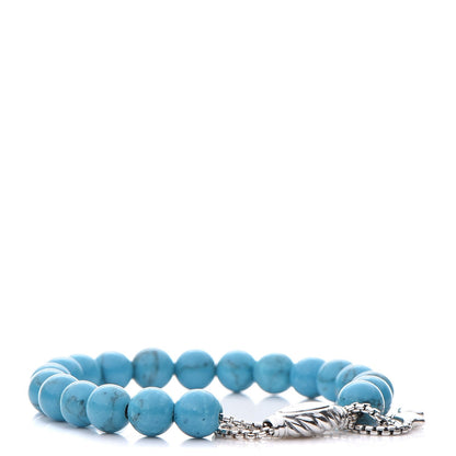 David Yurman Sterling Silver Turquoise 8mm Spiritual Beads Adjustable Bracelet 1 of 5