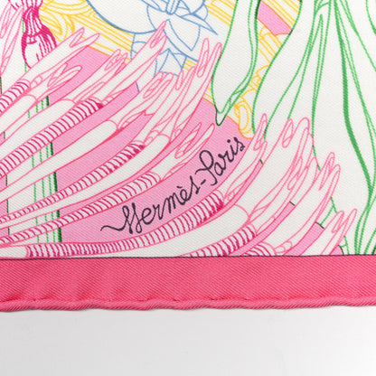 Hermes Silk Fantaisie Botanique Scarf 45 Rose Blanc Vert 2 of 4