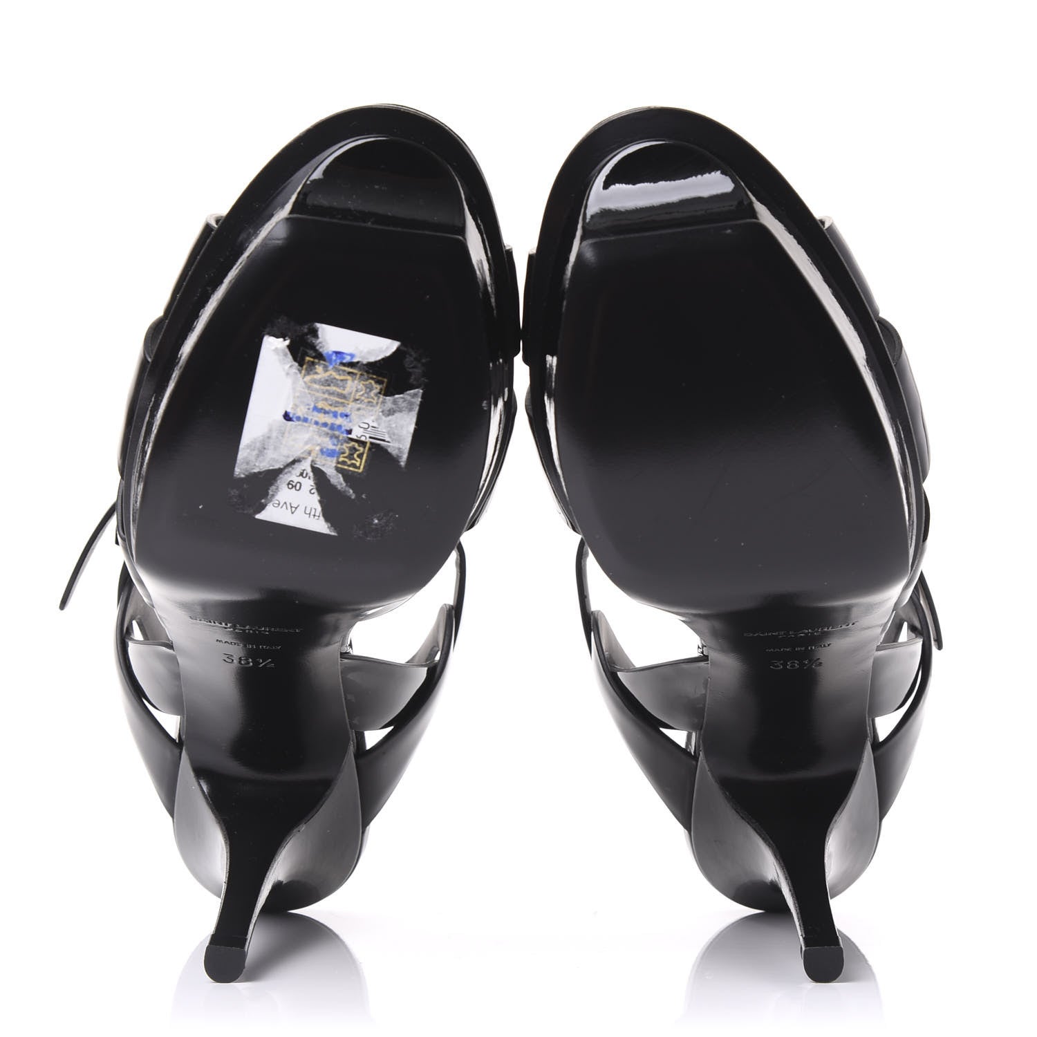 Saint Laurent Patent Tribute 75 Platform Sandals 38.5 Black 5 of 8