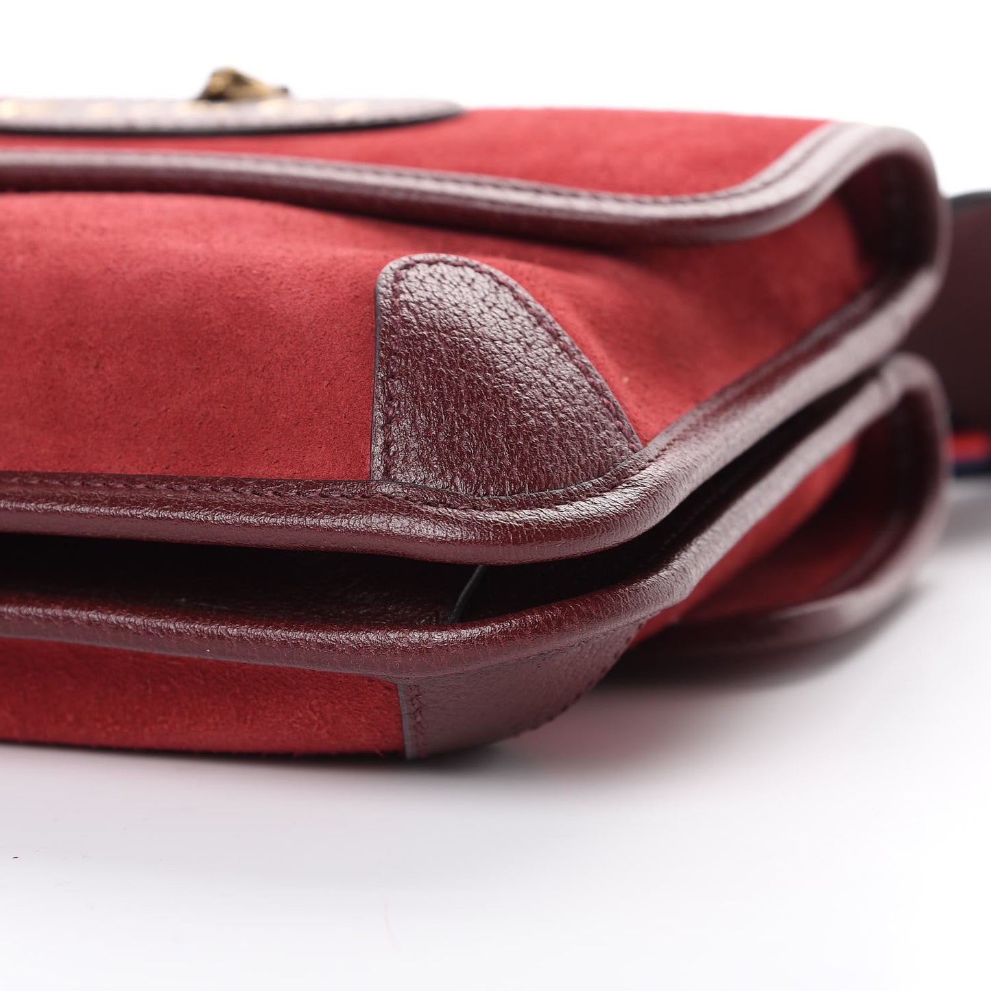 Suede Web Small Neo Vintage Double Flap Messenger Bag Romantic Cherry Chardonnay