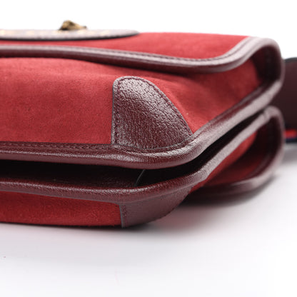Gucci Suede Web Small Neo Vintage Double Flap Messenger Bag Romantic Cherry Chardonnay 11 of 15