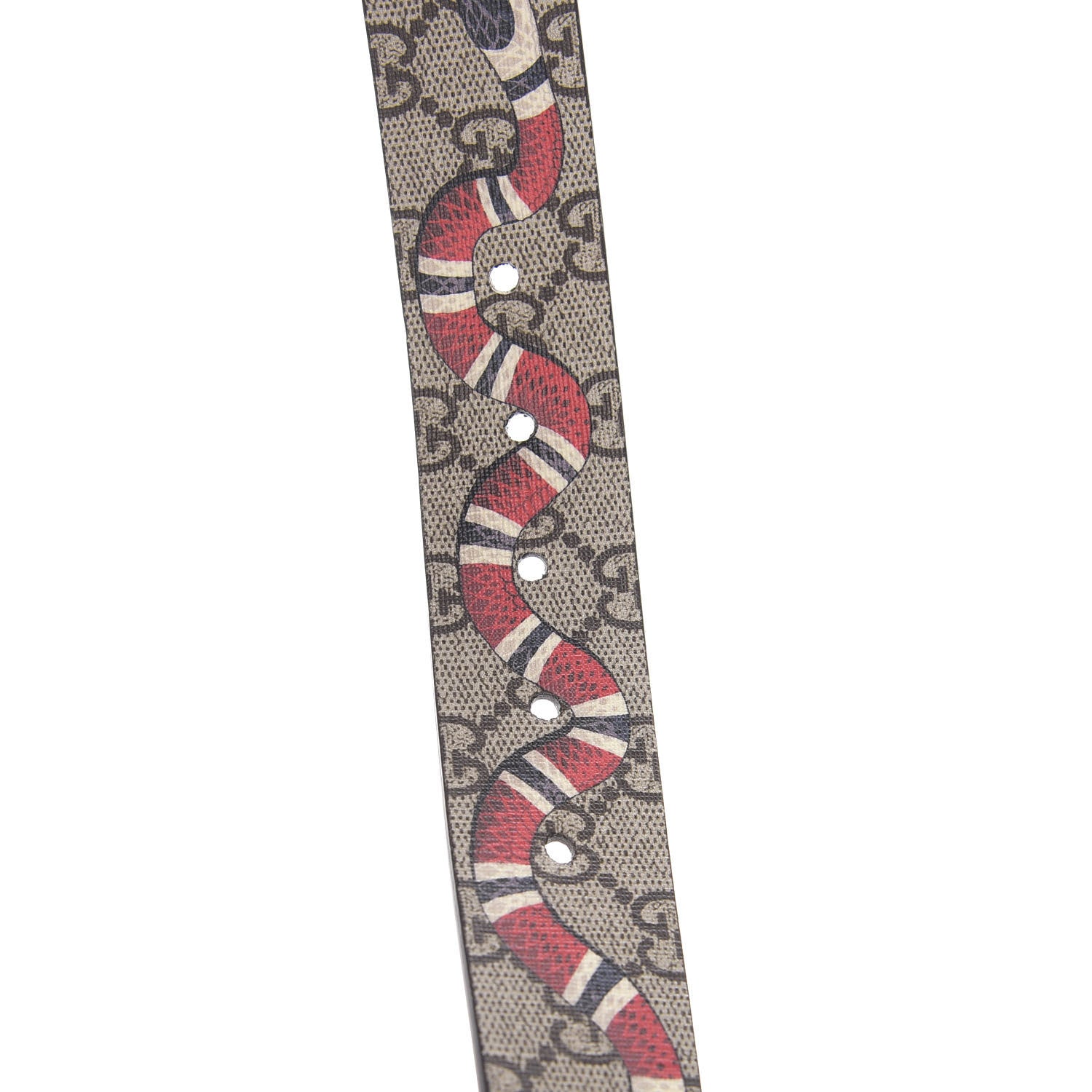 Gucci GG Supreme Monogram Selleria Calfskin Kingsnake 35mm Belt 85 34 Beige Ebony Multicolor Cocoa 5 of 5