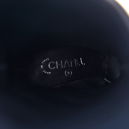 Chanel Calfskin Patent Calfskin CC Cap Toe Fold Over High Boots 36.5 Black 7 of 7