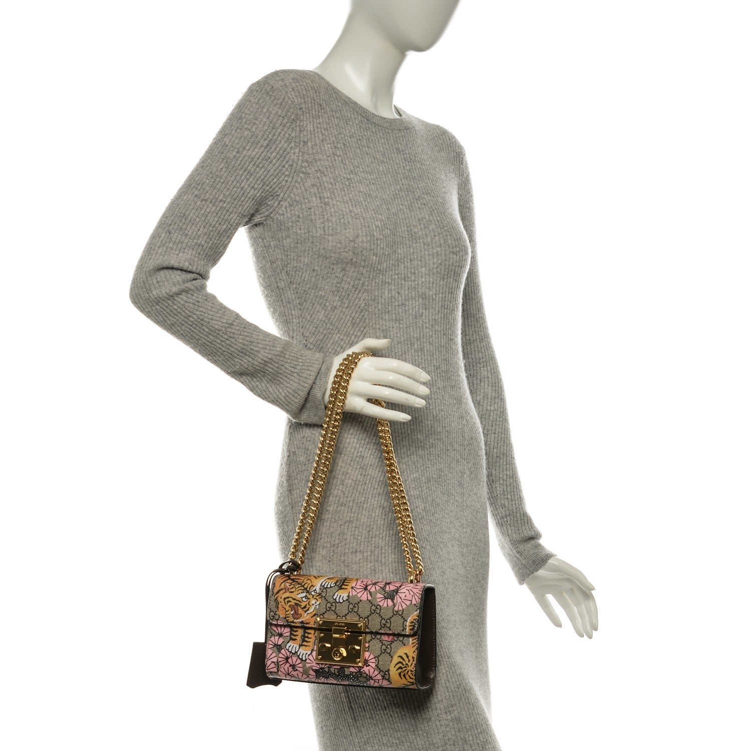 Gucci GG Supreme Monogram Bengal Small Padlock Shoulder Bag Beige Pink 2 of 7