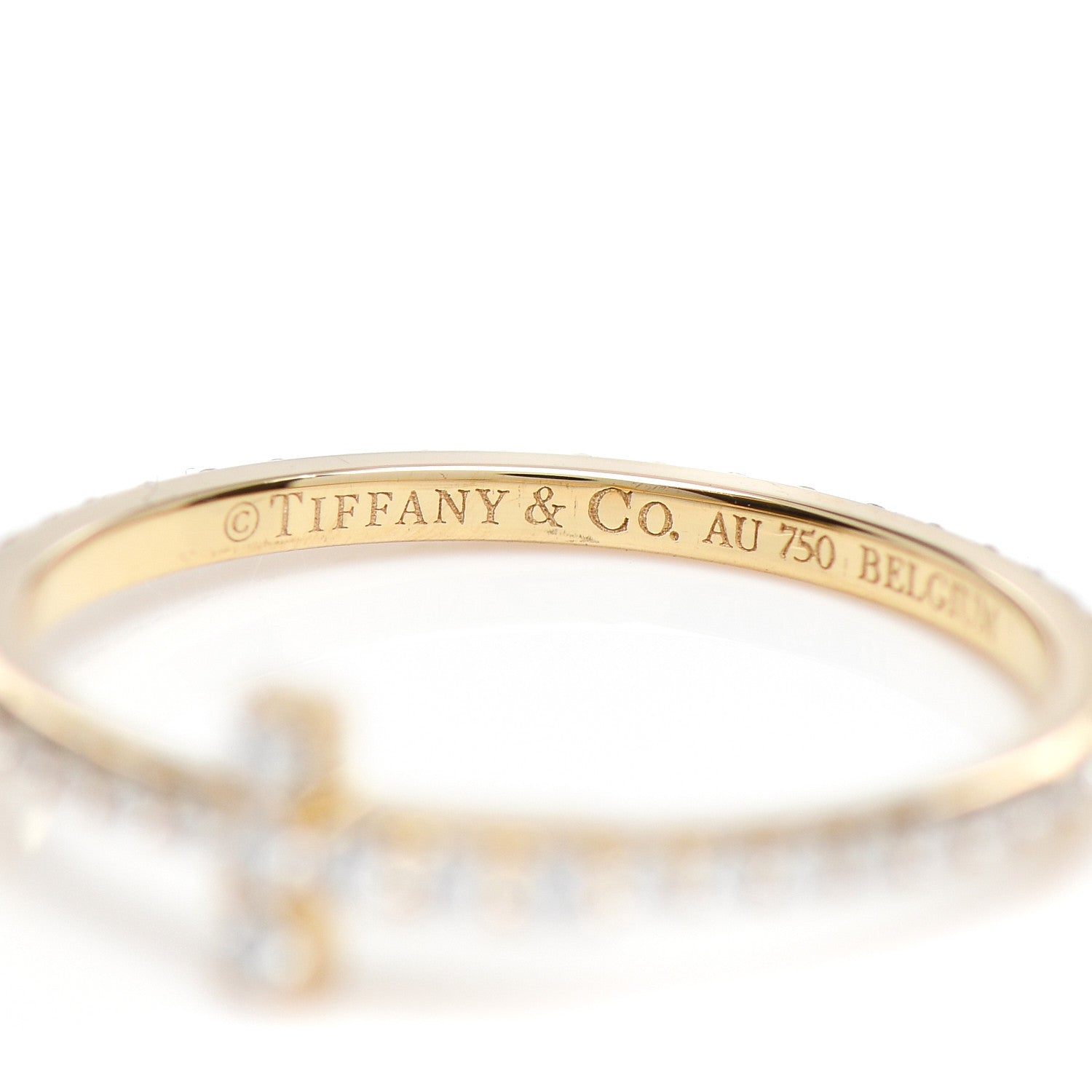 Tiffany 18K Yellow Gold Diamond T Wire Pave Ring 49 5 4 of 5